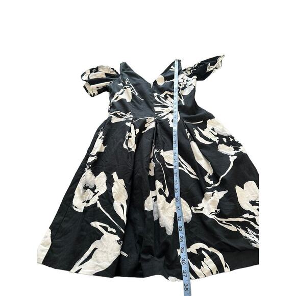 Lauren Ralph Lauren Black‎ White Floral Print Flutter Sleeve A-Line Dress Size 8 - Picture 13 of 13